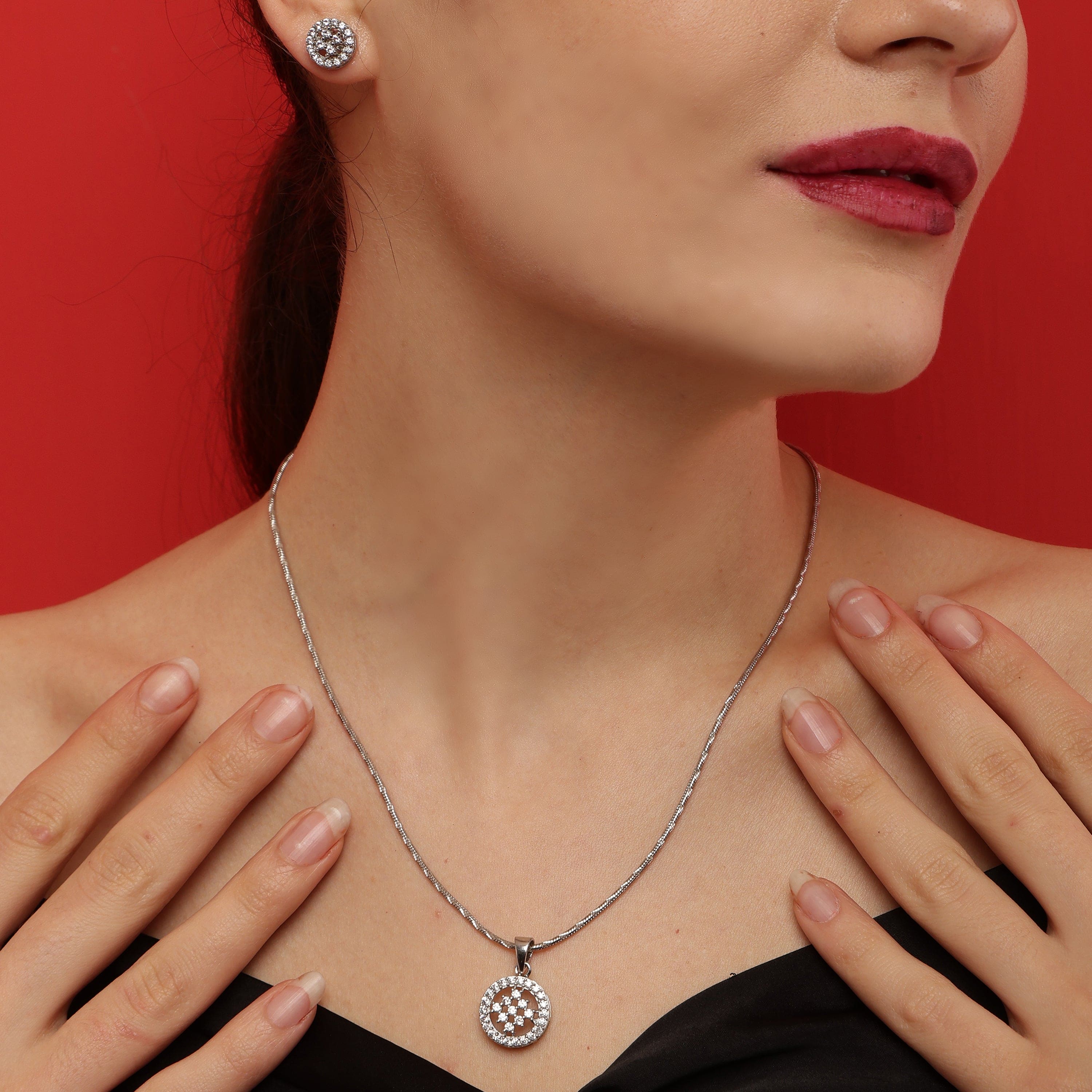 Vivid Sphere sterling silver pendant set alternate view