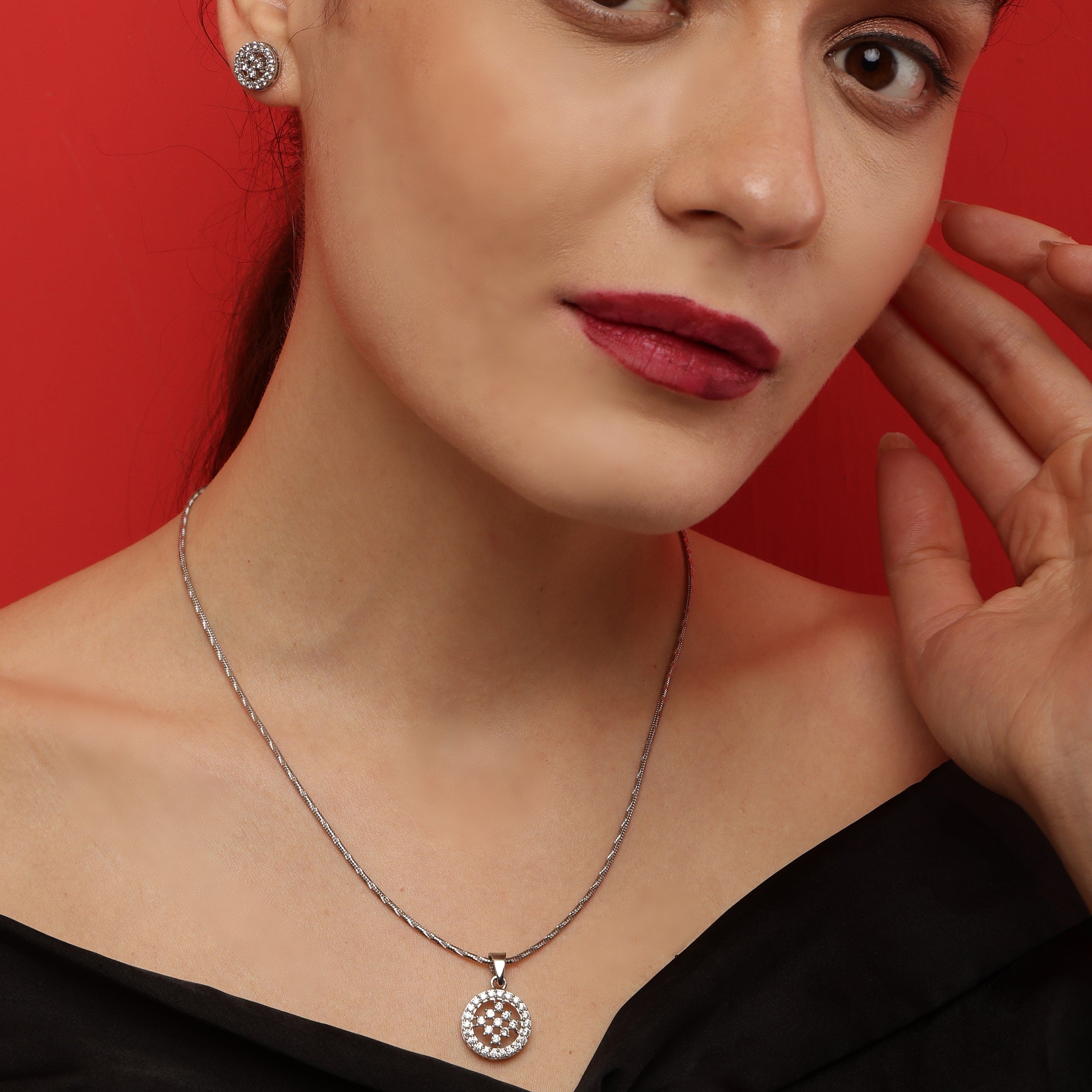 Vivid Sphere 925 sterling silver pendant set front view