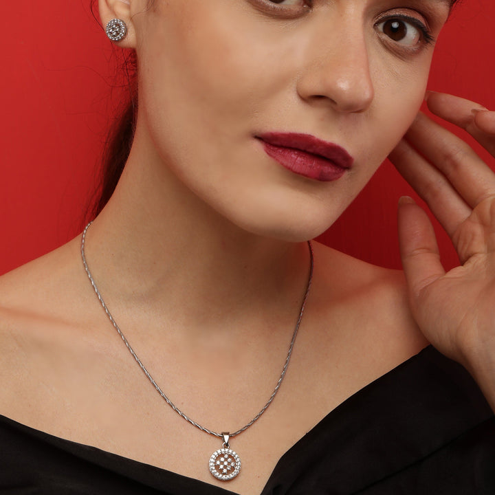 Vivid Sphere 925 sterling silver pendant set front view