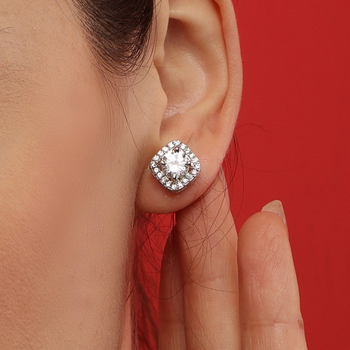 Whispering Winds Square 925 sterling silver studs front view