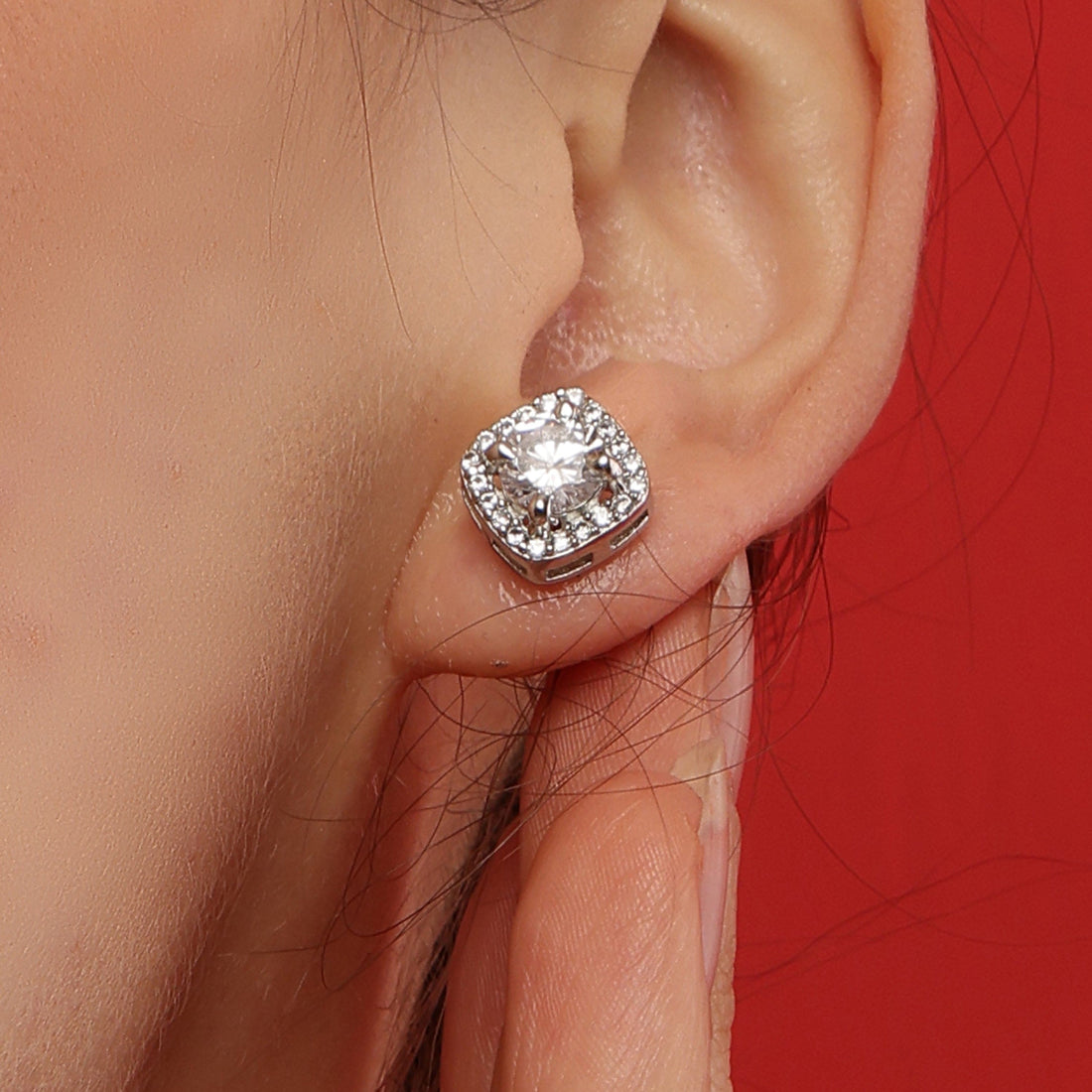 Whispering Winds Square sterling silver studs worn look
